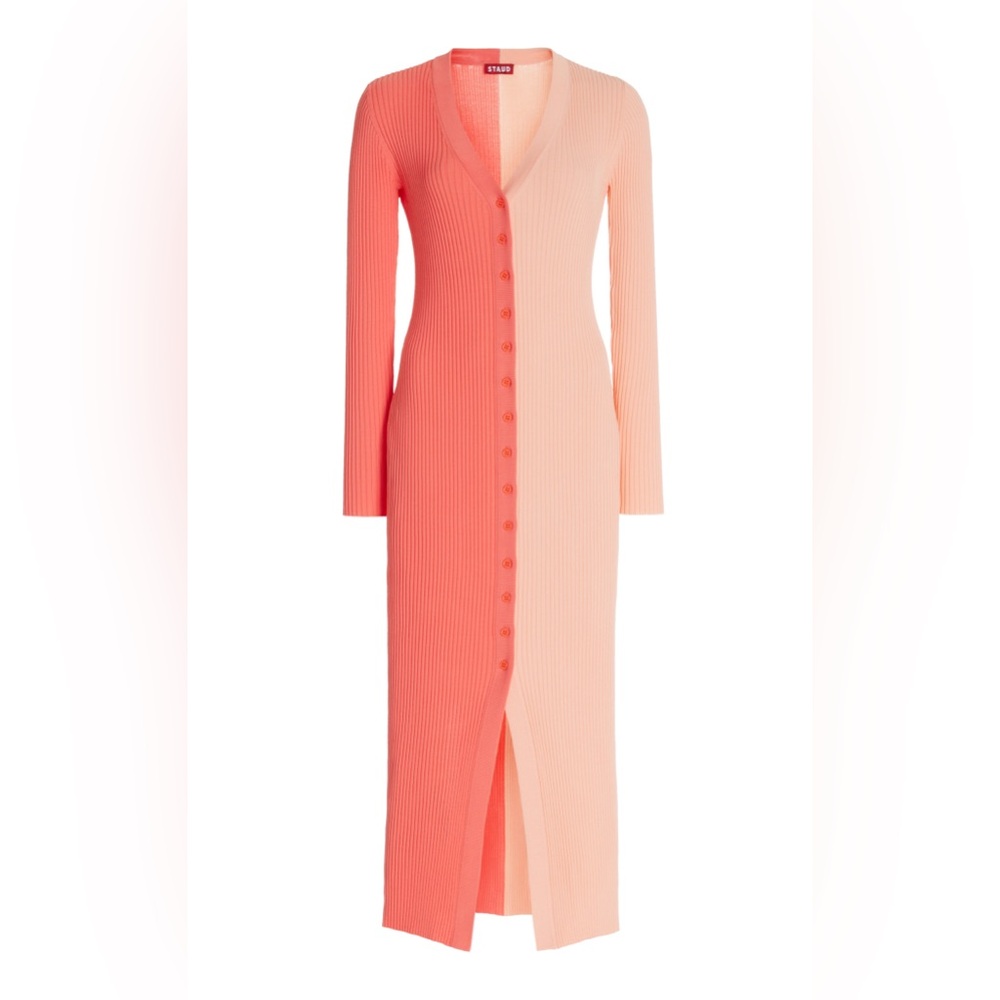 Staud shoko color block ribbed sweater dress